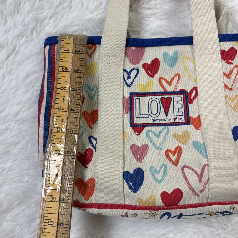 Brighton Red White & You Mini Tote Hearts LOVE Patch Crossbody Canvas Bag